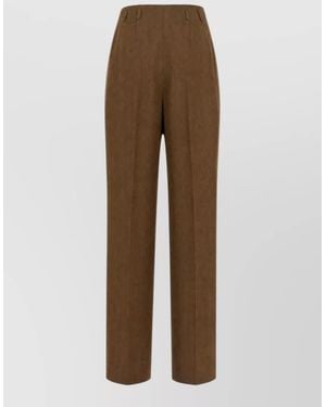 Alberta Ferretti High Waist Tailored Pants Pleated Front - Brown