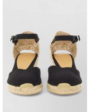 Castañer Espadrille Peep Toe Woven Ankle Strap - Blue