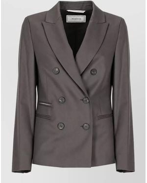 Peserico Virgin Wool Double-Breasted Blazer - Black