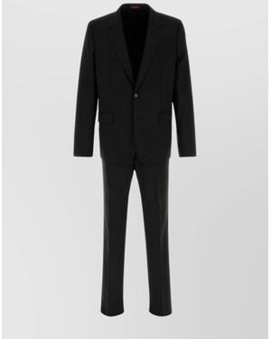 Gucci Wool Suit With Notch Lapel And Back Vent - Black