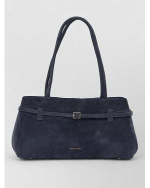 MANU Atelier Medium Leather Tote Bag - Blue