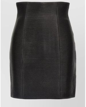 Balmain Leather High-Rise Fitted Skirt - Black