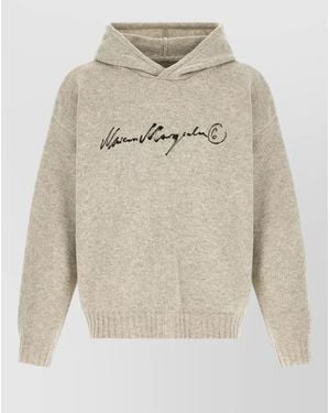 MM6 by Maison Margiela Margiela 6 Hooded Jumper Ribbed Trim - Natural