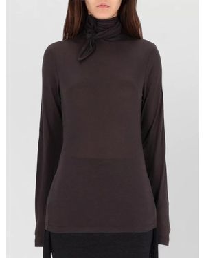 Lemaire Sheer Long Sleeve Turtleneck Top Tie Detail - Gray