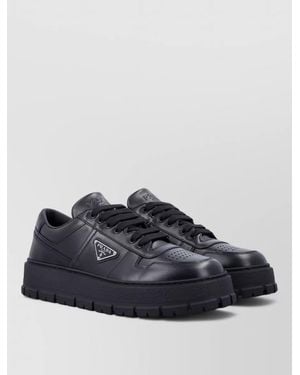 Prada Downtown Lace Up Leather Shoes Thick Sole - Multicolor