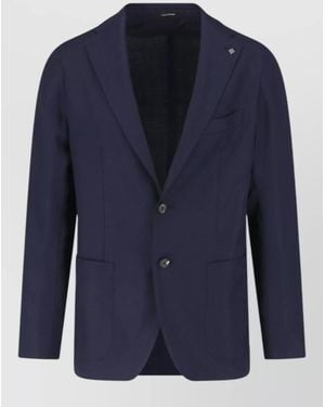 Tagliatore Tailored Blazer Notch Lapel Chest Pocket - Blue