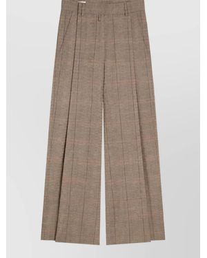 Dries Van Noten Checked Oversized Pleated Wide-Leg Trousers - Brown
