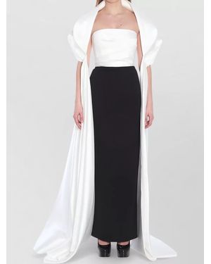 Solace London Vera Long Dress Strapless Pleated Bodice - Multicolor