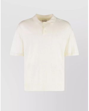 Moncler Polo Collar Ribbed Hem Short Sleeves - White