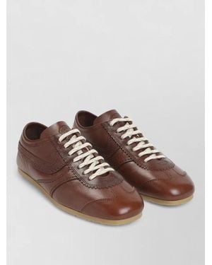 Dries Van Noten Leather Lace-Up Sneakers - Brown