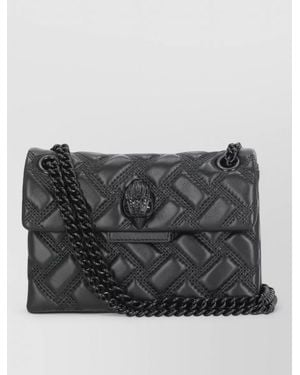 Kurt Geiger Leather Clutch Bag Chain Strap Rhinestones - Gray