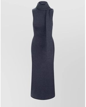 STAUD Wool Turtleneck Midi Knit Dress - Blue