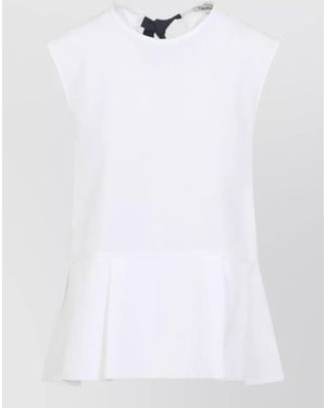 Max Mara Cotton Sleeveless Peplum Blouse - White