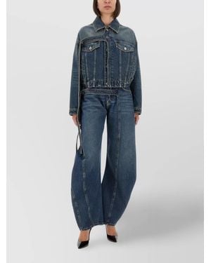 Jean Paul Gaultier Denim Oversized Cropped Jacket - Blue