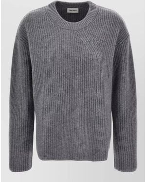 P.A.R.O.S.H. Cashmere Crew Neck Jumper Long Sleeves Knit - Grey