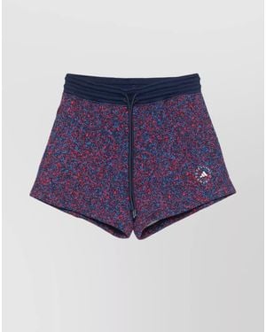 adidas By Stella McCartney Logo-Print Cotton Knee-Length Shorts - Blue