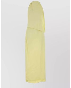Sportmax Viscose Halterneck Asymmetric Maxi Dress - Yellow