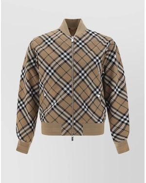 Burberry Wool Blend Checked Bomber Jacket - Multicolour