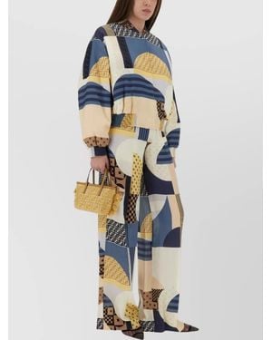 Fendi Silk Printed Bomber Jacket - Blue