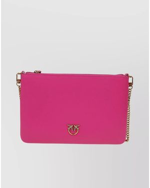 Pinko Love Bag Flat Leather Shoulder Bag - Pink