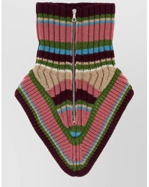 Dries Van Noten Wool Morriso Neckwarmer Ribbed Striped Design - Multicolour