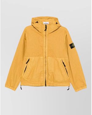 Stone Island Hooded Down Jacket Long Sleeves - Metallic