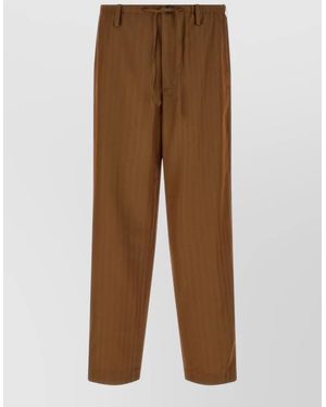 Dries Van Noten Penny Long Trousers Belt Loops Pockets - Brown