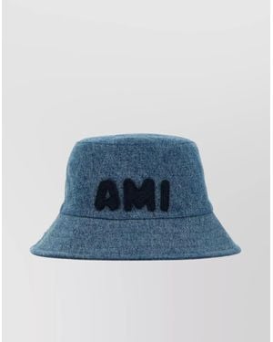 Ami Paris Wide Brim Hat For Stylish Looks - Blue