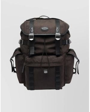 Tod's Fabric And Leather Backpack Featuring Pockets - Black