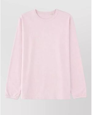 sunflower Crew Neck Long Sleeve Plain T-Shirt - Pink