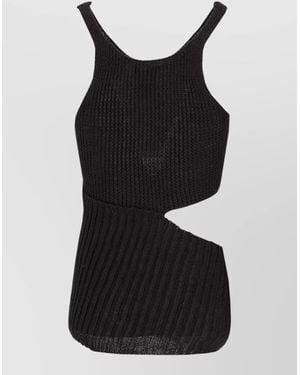 Ann Demeulemeester Asymmetric Ribbed Knitted Sleeveless Top - Black