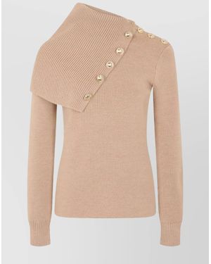 Rabanne High Neck Knit Sweater - Natural