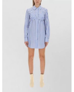 STAUD Alita Dress Long Sleeve Cuffed Striped - Blue