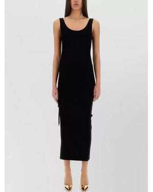 Michael Kors Stretch Wool Blend Ribbed Camisole Dress - Black