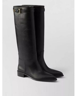 Prada Leather Knee-High Boots - Black
