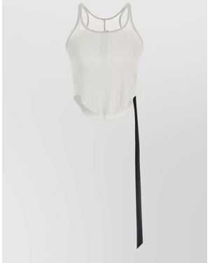 Rick Owens Tank Top Asymmetric Hem Racerback Sheer Straps - White
