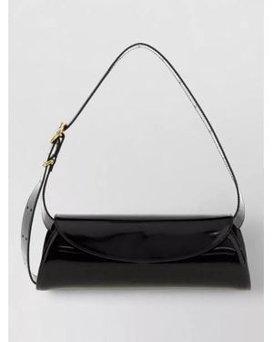 Jil Sander Leather Cannolo Small Shoulder Clutch Bag - Black