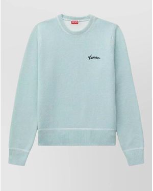 KENZO Varsity Logo Sweater Cotton Wool Blend - Blue