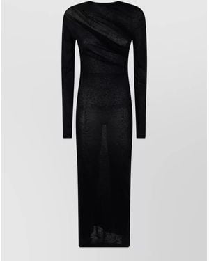 Paloma Wool Jojo Sheer Long Sleeve Draped Dress - Black