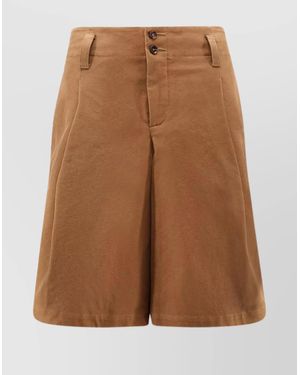 Chloé High Waist Canvas Shorts With Back Pockets - Brown