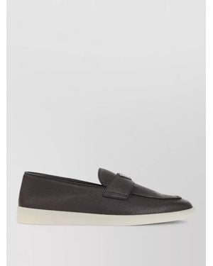 Prada Suede Loafer Modern Silhouette Rubber Sole - Gray