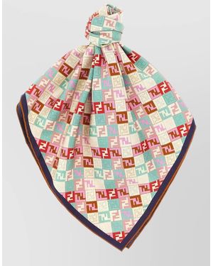 Fendi Square Scarf Lightweight Soft Texture Design - Grey