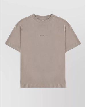 C.P. Company Logo Graphic Regular Fit Crew Neck T Shirt - Grey