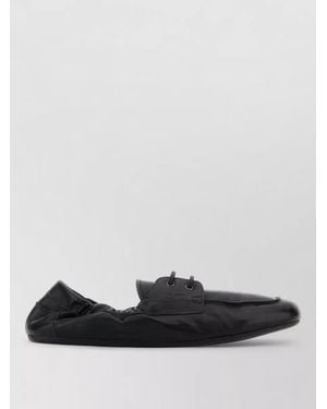 Prada Leather Loafers Moccasin Toe Rubber Sole - Black