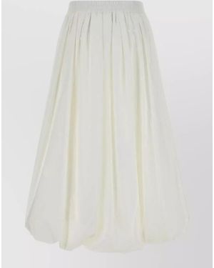 Weekend by Maxmara Poplin Nuvole Skirt Balloon Silhouette Pleated - White