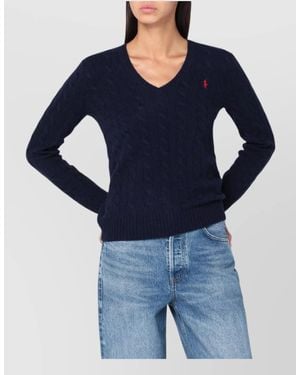 Polo Ralph Lauren Cable Knit Wool Cashmere Sweater - Blue