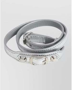 Balenciaga Leather Triple-Wrap Studded Bracelet - Grey