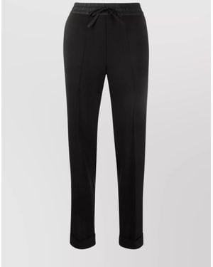 P.A.R.O.S.H. Wool Drawstring Straight-Leg Tailored Pants - Black