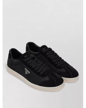Prada Low Top Trainers Round Toe Rubber Sole - Black