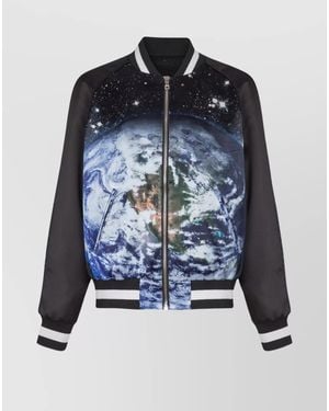 Balmain Printed Bomber Jacket - Blue